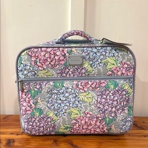 NWT Vera Bradley Rolling Work Carry-On Bag in Happy Hydrangeas Gray